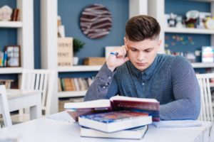 Student is doing coursework and studying for ABA Exam